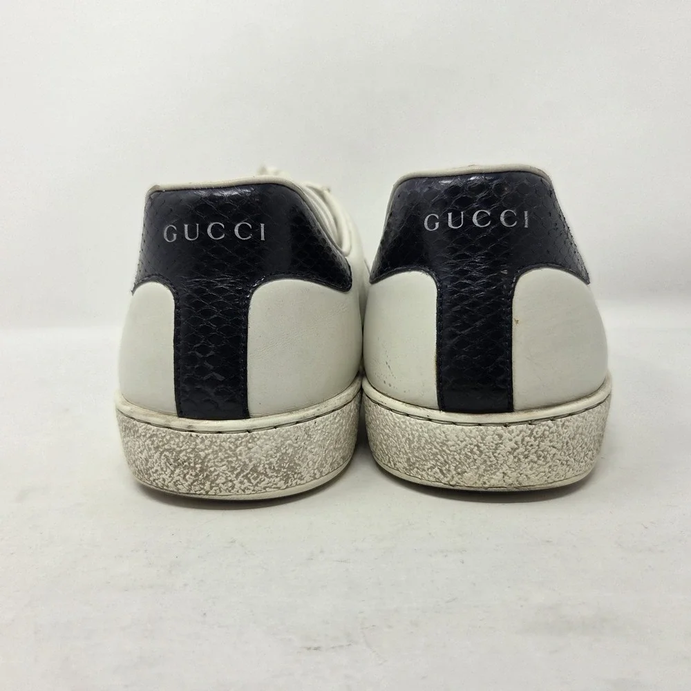 Gucci Ace Sneakers 386750 White Leather Low-Top Sneakers Men's Size 11
